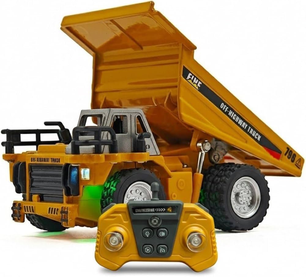 1:64 Scale RC Off-Highway Dump Truck – Orange Metal-Style Construction Vehicle with 2.4GHz Remote Control