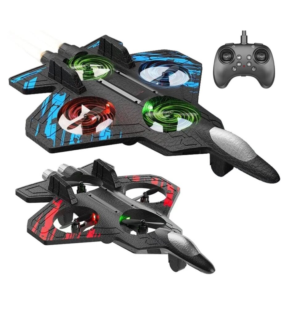 Jet Fighter RC Drone – Blue Camouflage Quadcopter with LED Lights